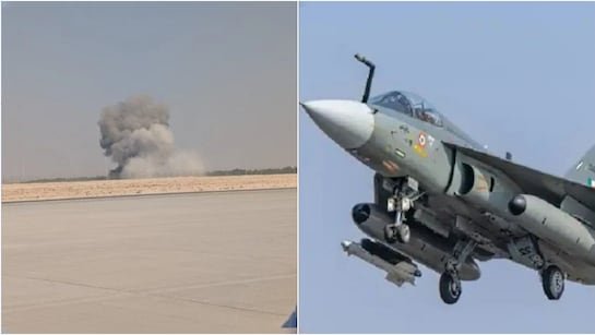 भारतीय वायुसेना का तेजस फाइटर जेट क्रैश, बना आग का गोला; कई KM दूर से दिखा धुएं का गुबार