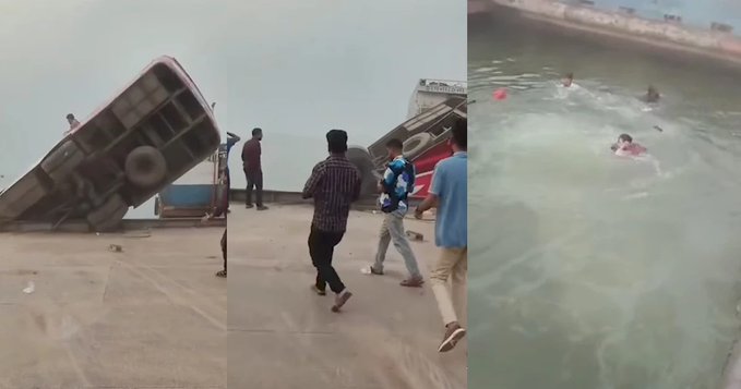 नदी में गिरी चलती बस-23 लोग डूबे,कई लोग तैरकर आएं बाहर